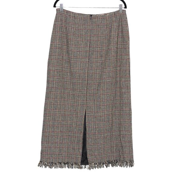 Vintage Harve Bernard Sport 100% Wool Houndstooth Maxi Skirt Size 14 - Picture 5 of 9